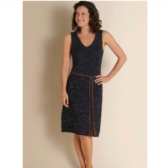 SOFT SURROUNDINGS Metallic Gold Sweater Dress M - Picture 1 of 7